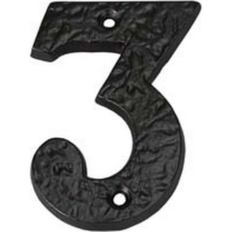1PZ NUMERO CIVICO "3" IN FERRO NERO OPACO