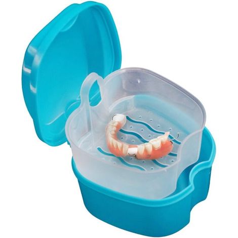 Bardusch-Boîte à dentier avec panier – rangement salle de bain – bleu clair (1/5)