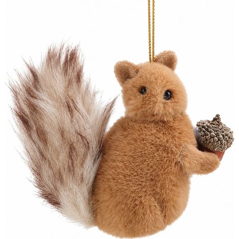 Écureuil en peluche, décoration de sapin de Noël, motif pomme de pin réaliste, décoration rustique pour étagère, fenêtre ou bibliothèque (modèle B). (1/5)