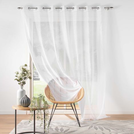 Voilage carré à oeillets  240 x 240 cm voile sable Lissea Blanc (1/5)