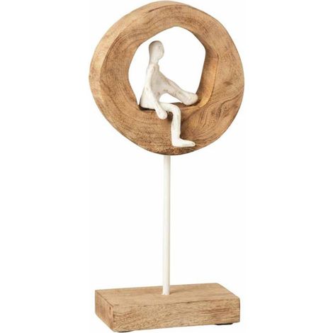 Statue Déco "Personnage qui Pense" 38cm Naturel