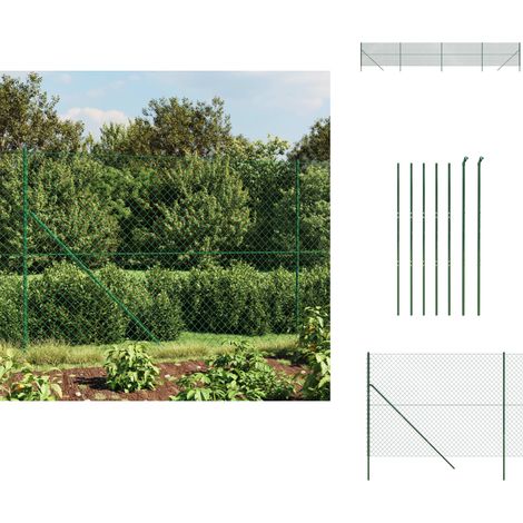 Clôture en mailles de chaîne vert 1,6x10 m - Clôture En Maille - Clôture Cyclique - Clôture Métal - Clôture Jardin - Clôture Verte (1/5)