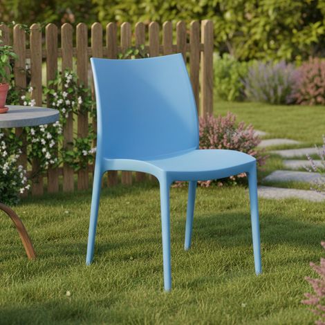 Silla de Exterior Grover, silla apilable, fabricada en Italia, soporta 120 kg, azul (1/4)