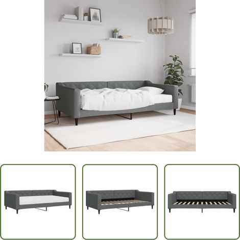 Schlafsofa -  Tagesbett mit Matratze Dunkelgrau 100x200 cm Stoff (1/5)