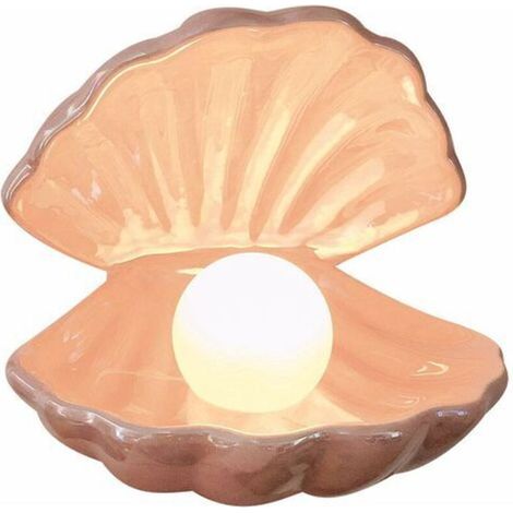 Lampe de chevet en céramique décorative – Design coquillage chic – 20,5 x 20,5 x 18 cm – Éclairage doux pour chambre et bureau – (1/4)