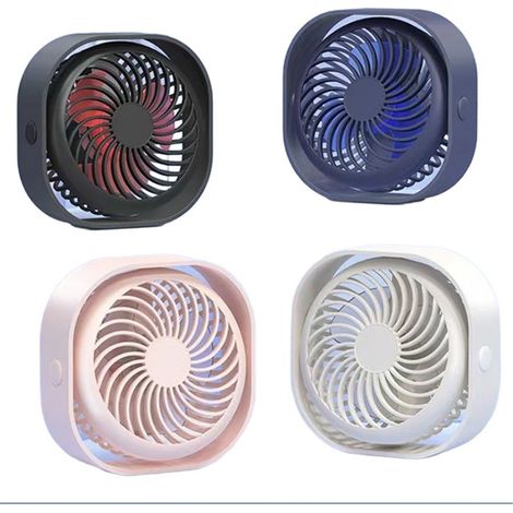 Petit ventilateur portable rechargeable par USB, petit ventilateur de bureau carré et silencieux, trois vitesses de ventilation réglables, idéal pour l'été au bureau ou à la maison, batterie au lithiu (1/5)