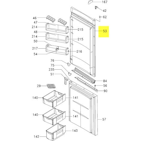 PORTE PARTIE REFRIGERATEUR pour REFRIGERATEUR BRANDT -...
