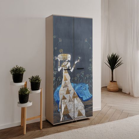 Armoire à chaussures 2 portes 74x34x181,5 cm imprimé unique (1/5)