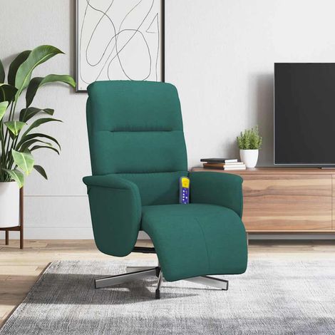 Sillón reclinable de masaje con reposapiés tela verde oscuro (1/5)