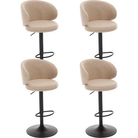 Taburetes de Bar Juego de 4 en Tela con Respaldo de Diseño Especial Taburetes de Mostrador Modernos para Hogar Bar Cocina Restaurante, Caqui, Wahson (1/5)