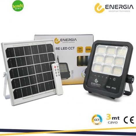 PROIETTORE SOLARE 50W CCT (3000-6400K) 550LM PANN.6W                                                     - Luce FREDDA (1/5)
