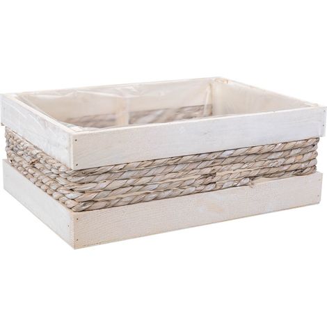 Cesto de madera y cuerda blanco 35x25x12/31 (1/5)
