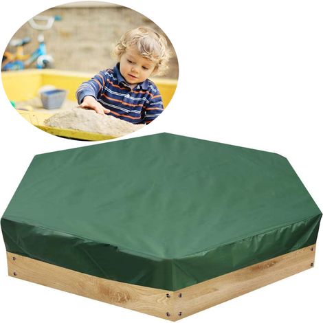 BRAVIX Housse de bac à sable étanche à la poussière avec cordon de serrage, housse pour bac à sable (180 x 150 cm)Tissu Oxford 210D hexagone vert