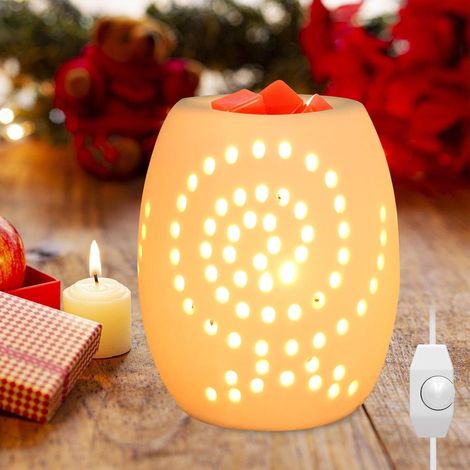 Chauffe-cire - Lampe à parfum électrique en céramique, lampe aromatique pour cire parfumée, lampe parfumée en céramique, parfum d'intérieur avec bougie chauffe-plat, réchaud pour huiles (1/5)