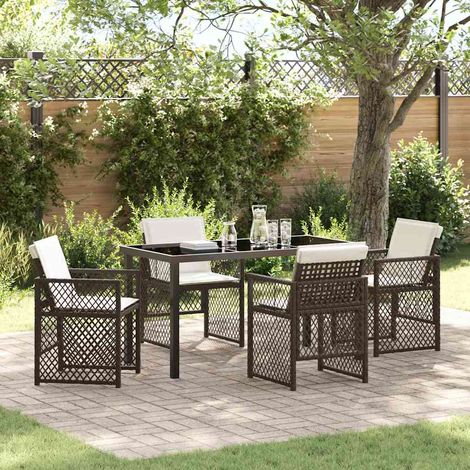 Garten Essgruppe 5 pcs Braun Poly-Rattan (1/5)