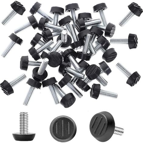 Lot de 70 niveleurs de meubles, filetage M6 réglable, en acier inoxydable et ABS, rond, à visser, 24 mm x 18 mm, pour table, chaise, pieds de meubles (1/5)