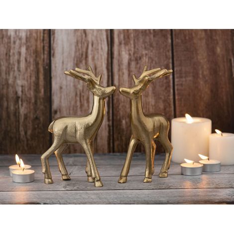 Figurines de Cerf Décoratives en Aluminium Massif Argenté ou Doré Lot de 8 x 2 Pièces - PANGIVO (1/5)