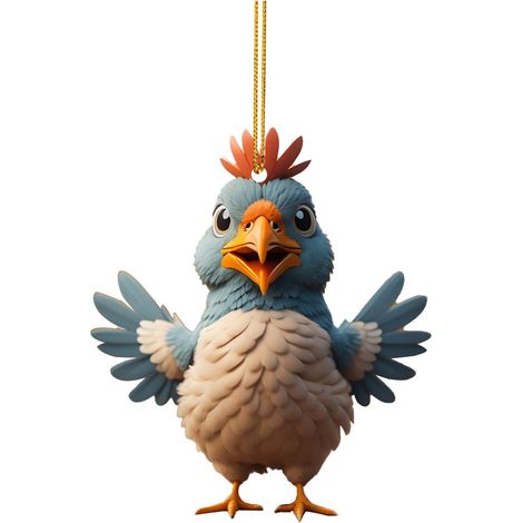 Ornement De Noël Coq - Décoration Polyvalente Pour Arbre De Noël Porte Fenêtre Rétroviseur Voiture Sac À Dos - 1 Pièce