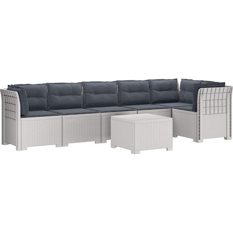 Maison Exclusive - 6-Sitzer Garten Sofa mit Kissen Rattan Look PP (1/5)