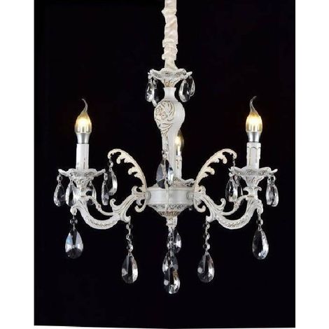 TRADE SHOP - Lampadario Soffitto Classico 3 Bracci Attacco E14 Vetro Effetto Cristallo A01-3 - (1/3)
