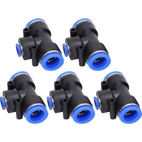 25 Pièces Raccords Rapides en T à 3 Voies pour Tuyaux d'Air PU, Diamètres Variables, Connexion Rapide (1/5)