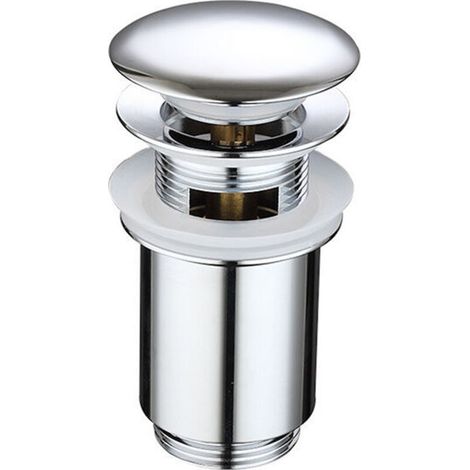Bonde de Lavabo Pop Up en Laiton, Système de Vidage Salle de Bain avec Trop-plein, argent，11.56.6cm