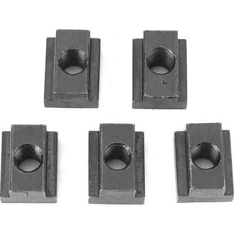 Lot de 5 écrous en T finition oxyde noir filetage M8 pour rainures en T dans les tables de machines-outils (M8) (1/5)