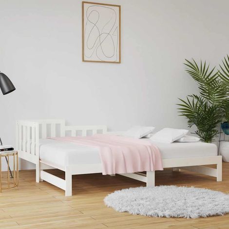 Lit gigogne blanc en pin massif 2 x 90 x 190 cm, sans matelas - PANGIVO (1/5)