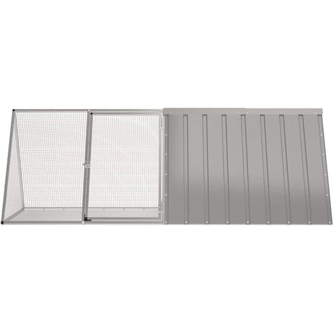 Maison Exclusive - Gabbia per Conigli grigio 201,5x80,5x71 cm Acciaio Zincato (1/5)
