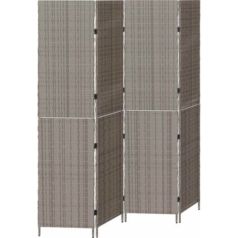 Raumteiler Grau 195 x 180 cm Poly-Rattan