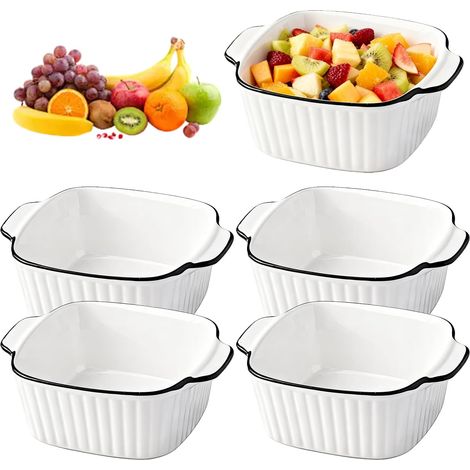 4pc Petits Plats De Cuisson, Plat Gratin Four, Plat De Cuisson Carrés, À Gratin En Céramique, Céramique Plats De Cuisson Lot De 4, Allant Au Four Et Au Micro-Ondes, 14.3x 11 X 5.3cm, Blanc (1/5)