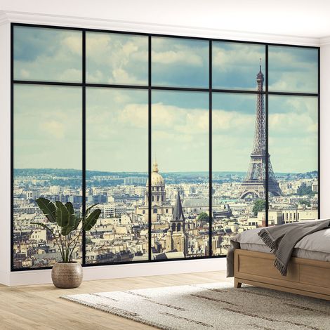 Papier peint panoramique Trompe l'oeil Verrière - Paris tour eiffel - 130 cm x 82 cm (1/5)