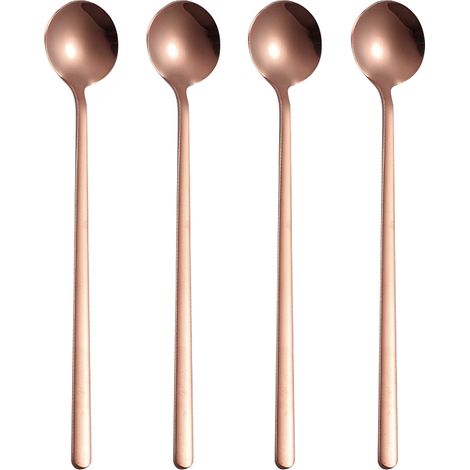 cuillère à café, cuillère à mélanger, cuillère à mélanger à long manche, cuillère à expresso dorée, cuillère en acier inoxydable (1/5)