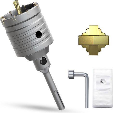 Scie cloche à trou creux de 60 mm avec adaptateur SDS Plus, trépan de 110 mm pour prises électriques, pour maçonnerie, briques, béton, ciment, pierre (1/5)