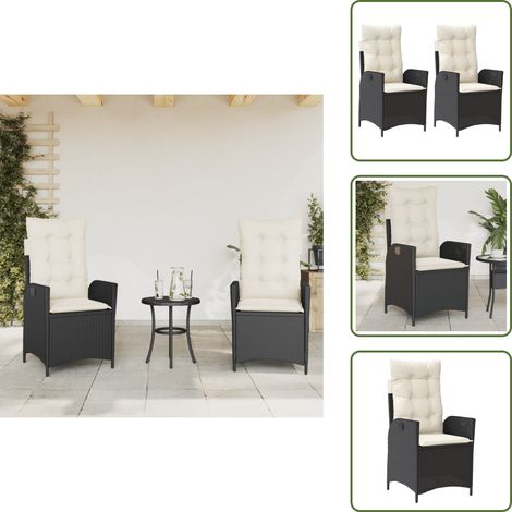 Rückenkissen - vidaXL Gartensessel mit Kissen 2 Stk. Verstellbar Schwarz Poly Rattan - Poly Rattan (1/5)