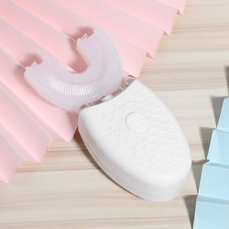 Brosse à dents électrique ultrasonique rechargeable en silicone en forme de U pour usage domestique, pour le blanchiment des dents (blanche) (1/5)