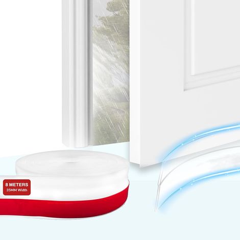 Silicone Sealing Strip 8 m/26 ft 35 mm, Silicone Door Bottom Sealing Strip, Acrylic Cold Cutter Self-Adhesive Anti-Wind Tape for Windows (1/5)