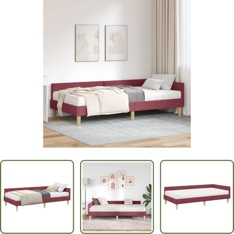 vidaXL Lit plateau -  Cadre de lit d'angle avec matelas avec matelas 2 pcs Gris tissu (1/5)
