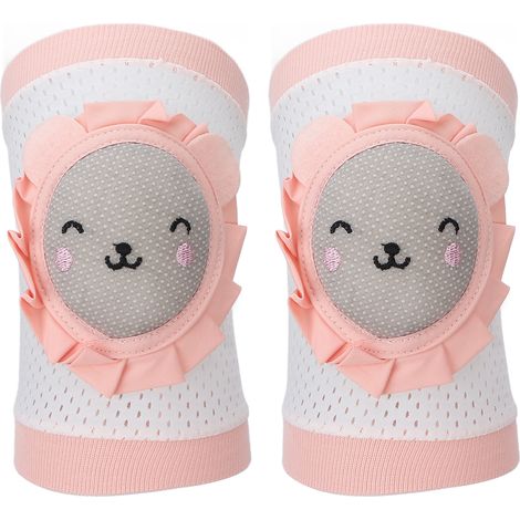 2 Genoux Bébé Rose Chat, Coussinets Épais Respirants Protection, Fermeture Élastique Ajustable, Antichocs, 2 Pièces (1/5)
