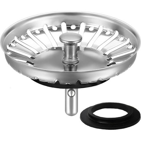 Bouchon evier Cuisine 84mm - Filtre evier Cuisine - Bonde evier Cuisine INOX,2 Joints de Rechange pour évier de Cuisine (1/5)