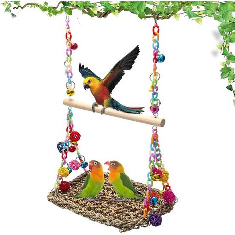 Jouets pour oiseaux - Hamac tunnel tissé - Nichoir avec trous - Hamac d'escalade pour oiseaux (1/5)