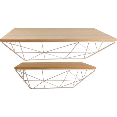 Shelving Unit Floating Shelf 2 Geometric White Metal Wall Shelves Floating Shelves Unit Wall Mounted Storage (1/2)