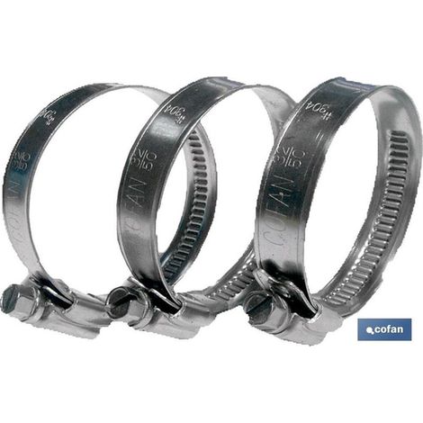 Pince INOX A-2 de 12 mm avec plage de réglage de 50 à 70 mm et crochet fileté intégré