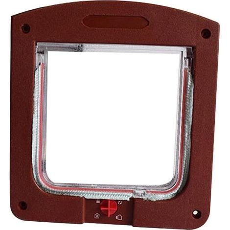 Porte pour chat adaptée aux chats et aux chiens, petite porte pour chat avec micropuce, verrouillage à quatre points, facile à installer (marron) (1/5)