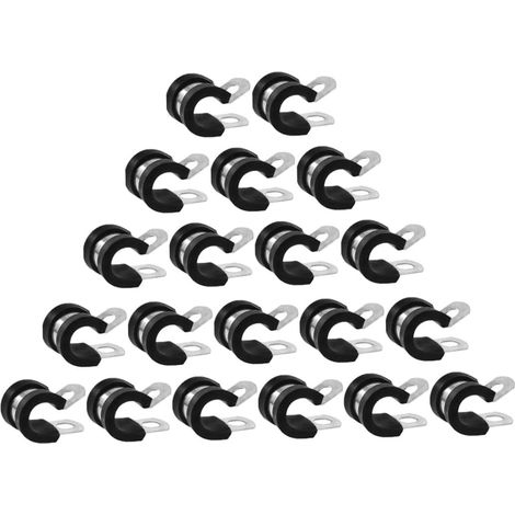 Collier de Serrage en Caoutchouc et Acier Inoxydable Noir 20 Pièces Réparation et Maintien en Place, Pince à Coussin Caoutchouc pour Tube, Fixation pour Câbles (1/5)
