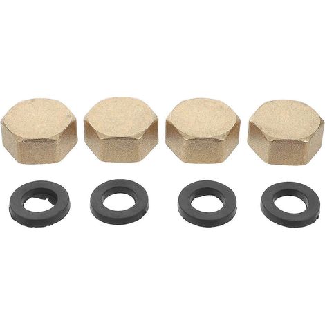 Bouchon de tuyau en laiton avec joint, raccord de plomberie durable pour la plomberie domestique, embouts de tuyau de 3/4 pouce, lot de 4 (1/5)