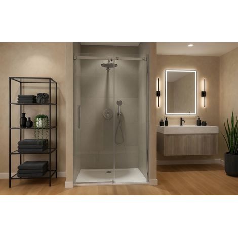 Box doccia 180 cm porta scorrevole SENZA TELAIO H200 cm cristallo 8mm MILLY profilo satinato (1/3)