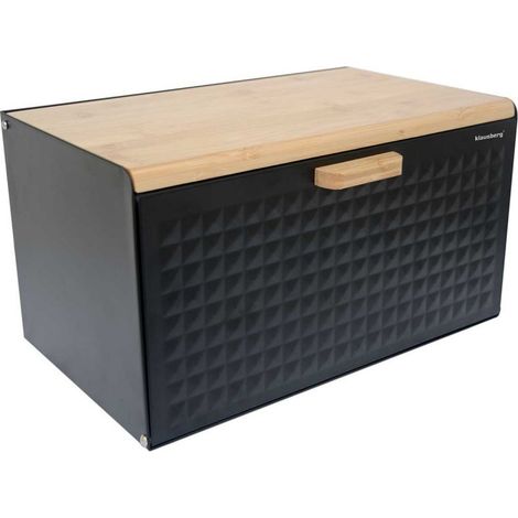 Boîte à pain double face en acier inoxydable noir mat – Couvercle supérieur et avant – Design moderne pour cuisine – Dimensions 23,5 x 35,5 x 21 cm - KB-7425 (1/5)