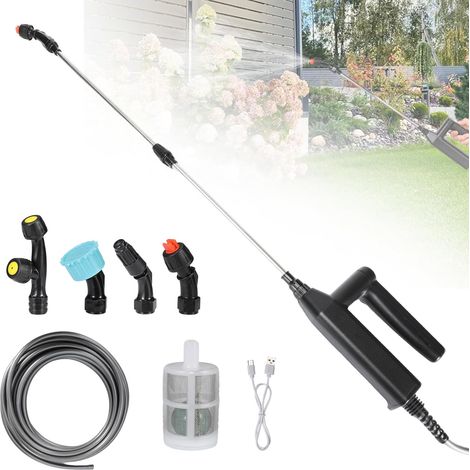 1 Pulvérisateur Électrique, 2 Batteries 2000mAh, 3 Modes, 4 Buses, Tuyau 5m, Perche 60cm, Jardin Nettoyage (1/5)