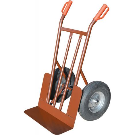 FP – Diable 500 kg – Structure en acier laqué – Roues pneumatiques 400x100mm – Pour surfaces variées et chantiers humides
